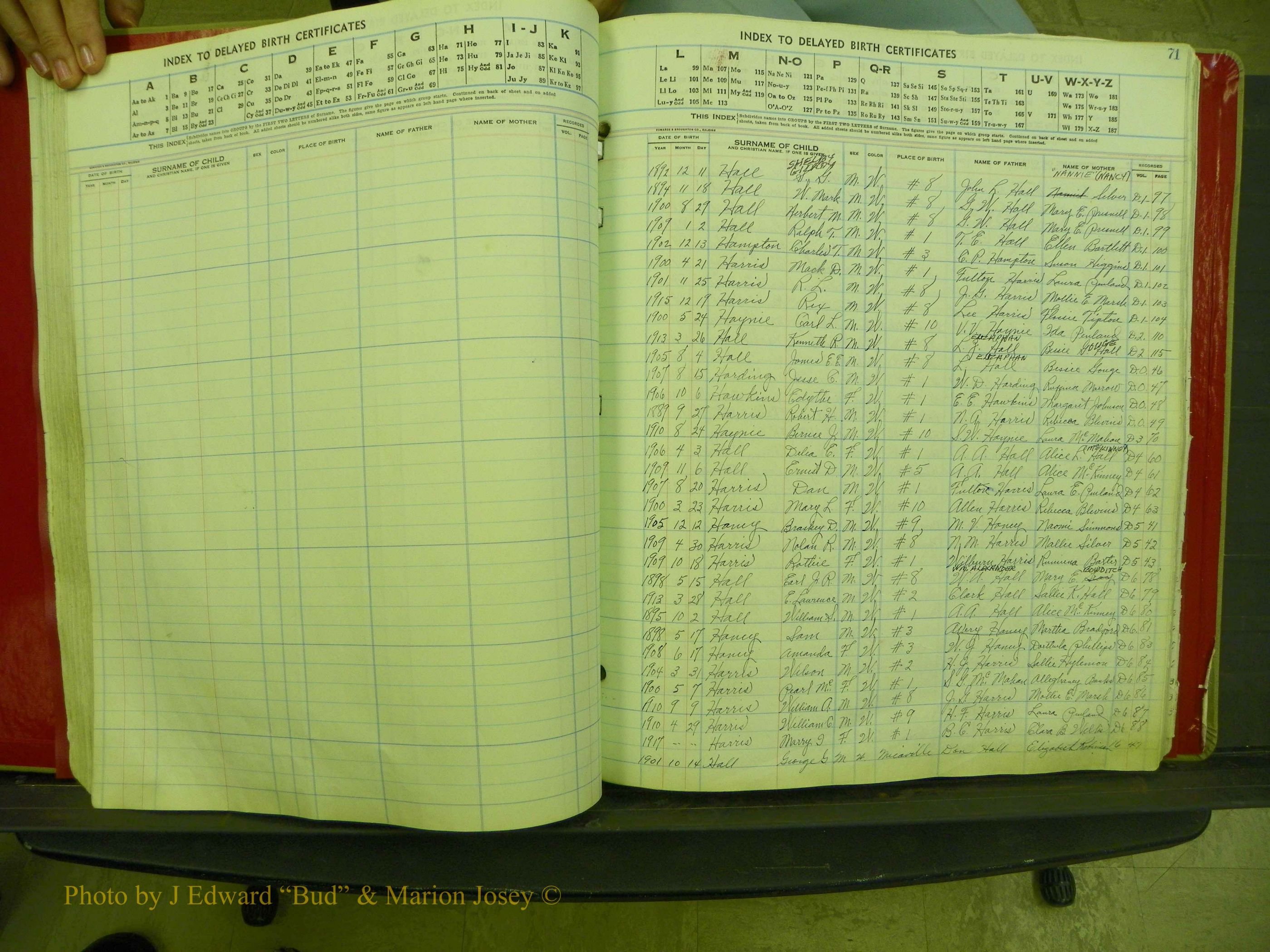 Yancey Co, NC  Delayed Births,  Index H, 63.JPG