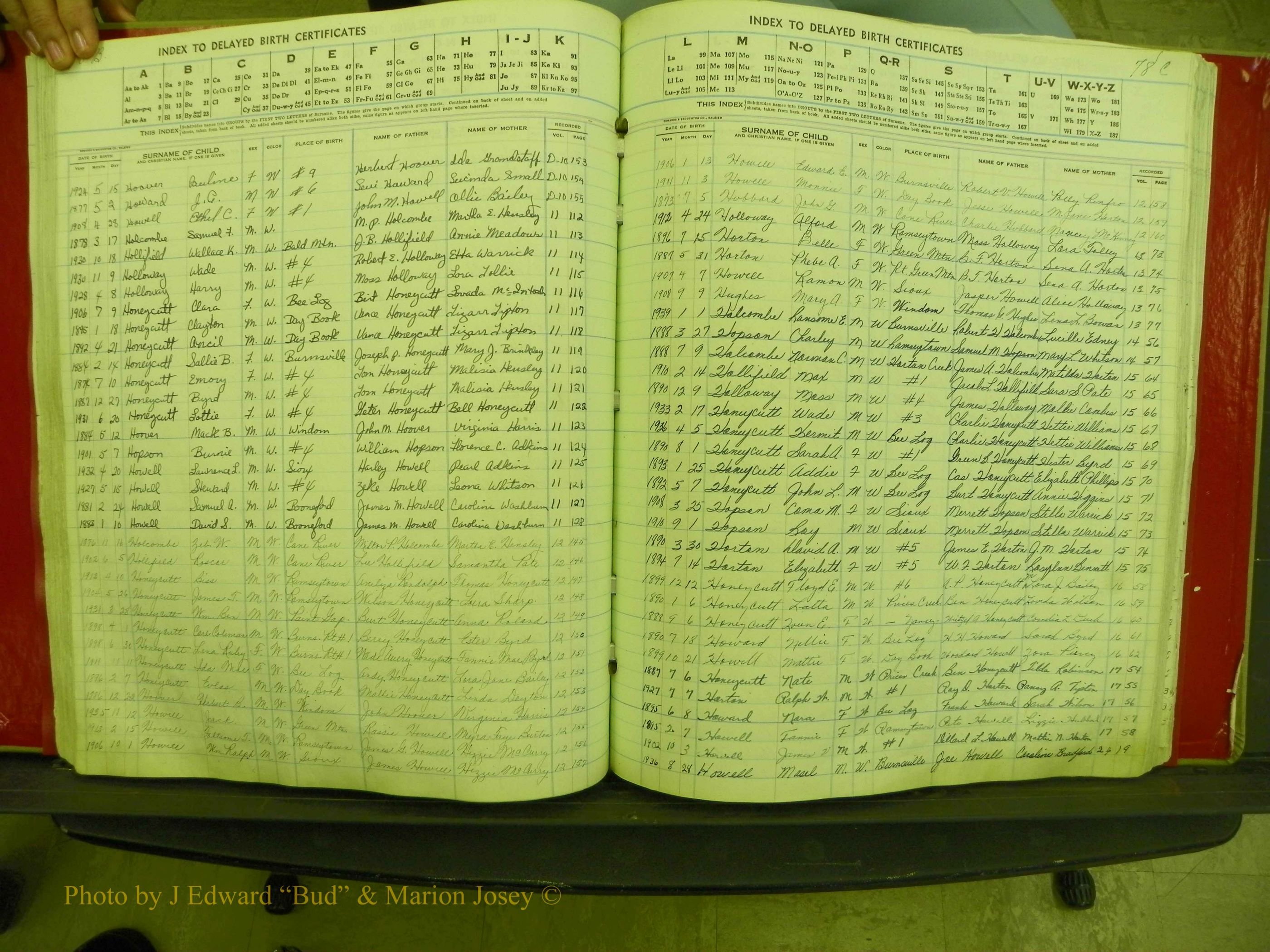 Yancey Co, NC  Delayed Births,  Index H, 76.JPG