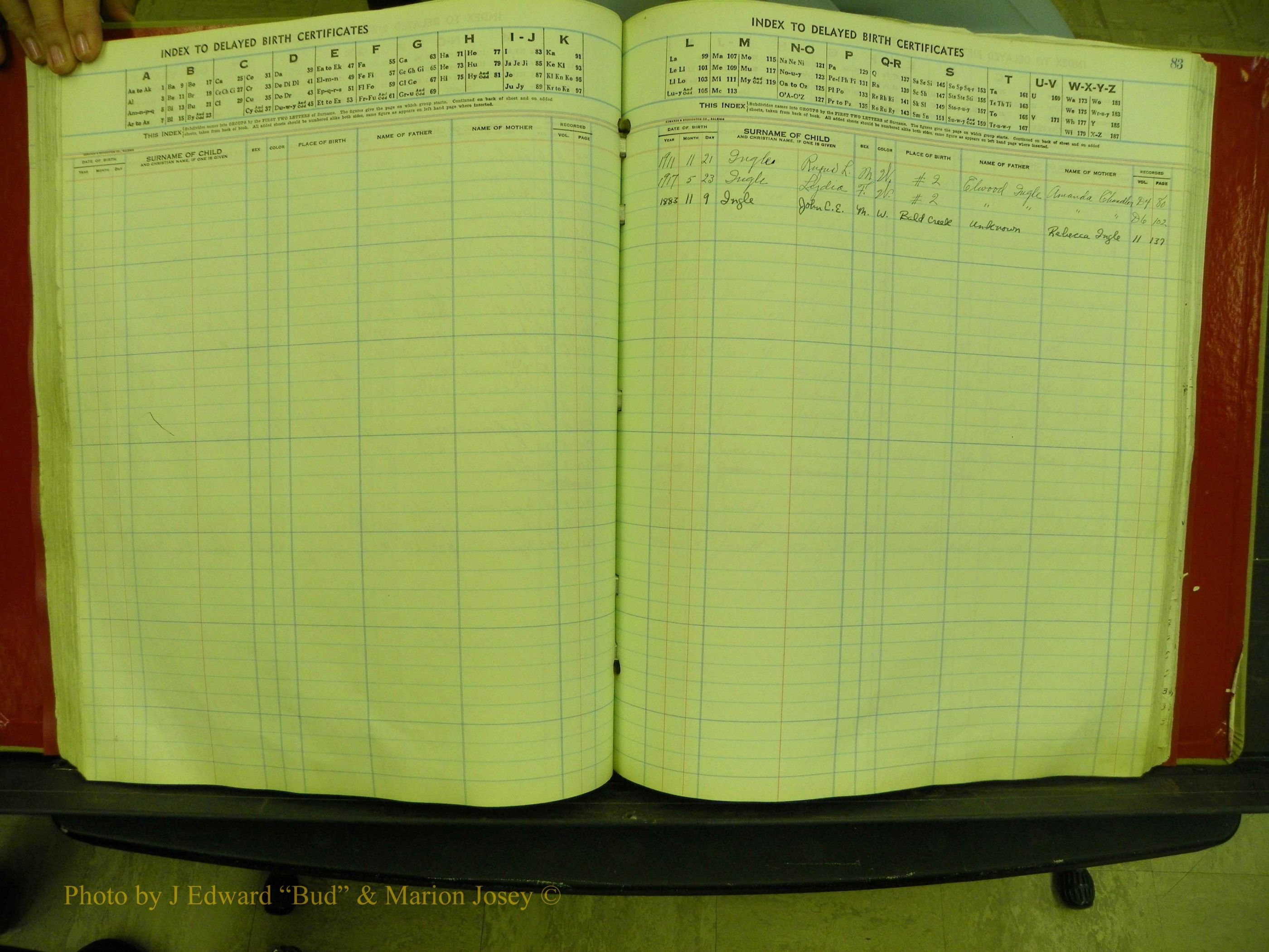 Yancey Co, NC  Delayed Births,  Index I, 82.JPG