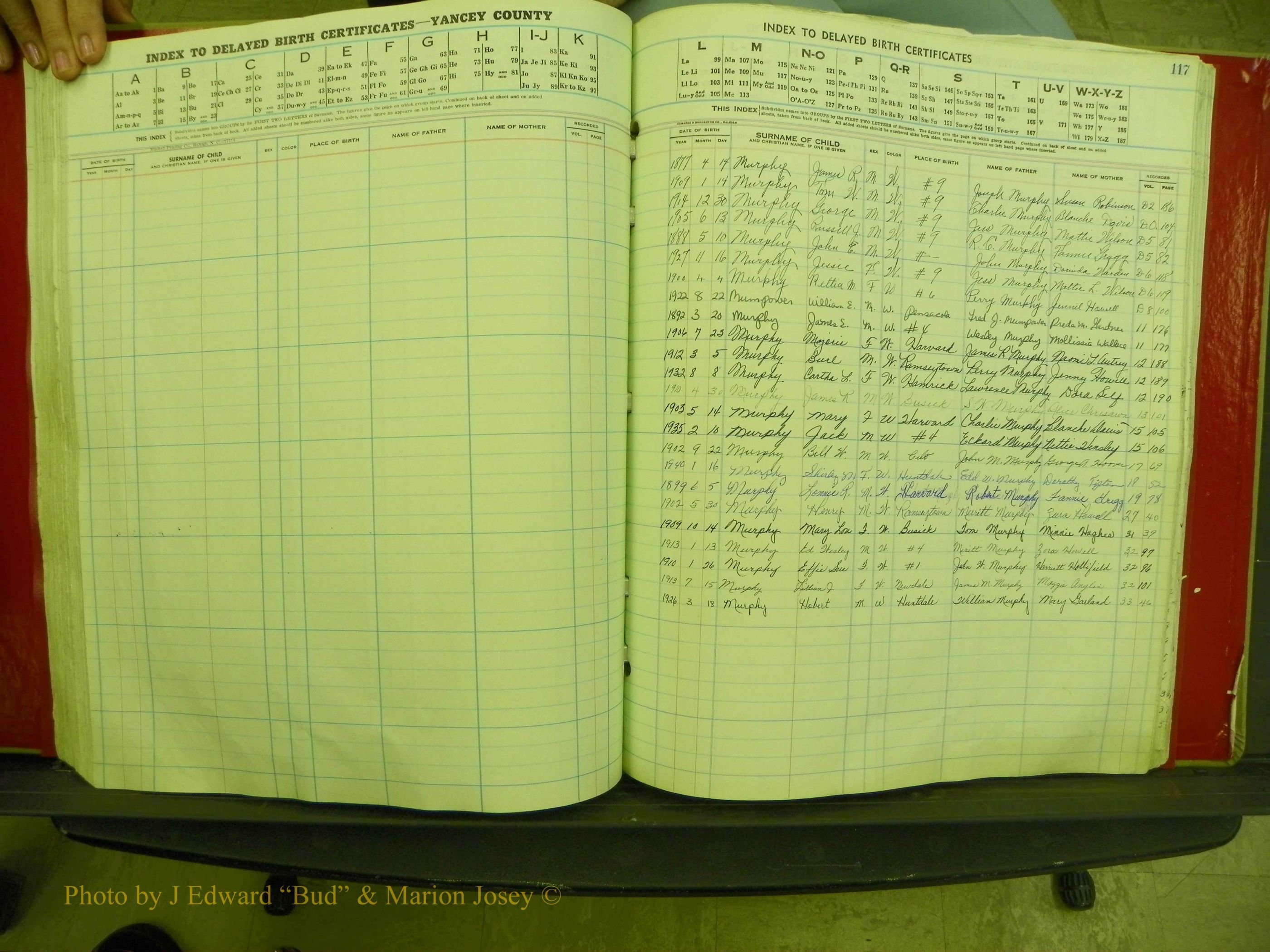 Yancey Co, NC  Delayed Births,  Index M, 110.JPG