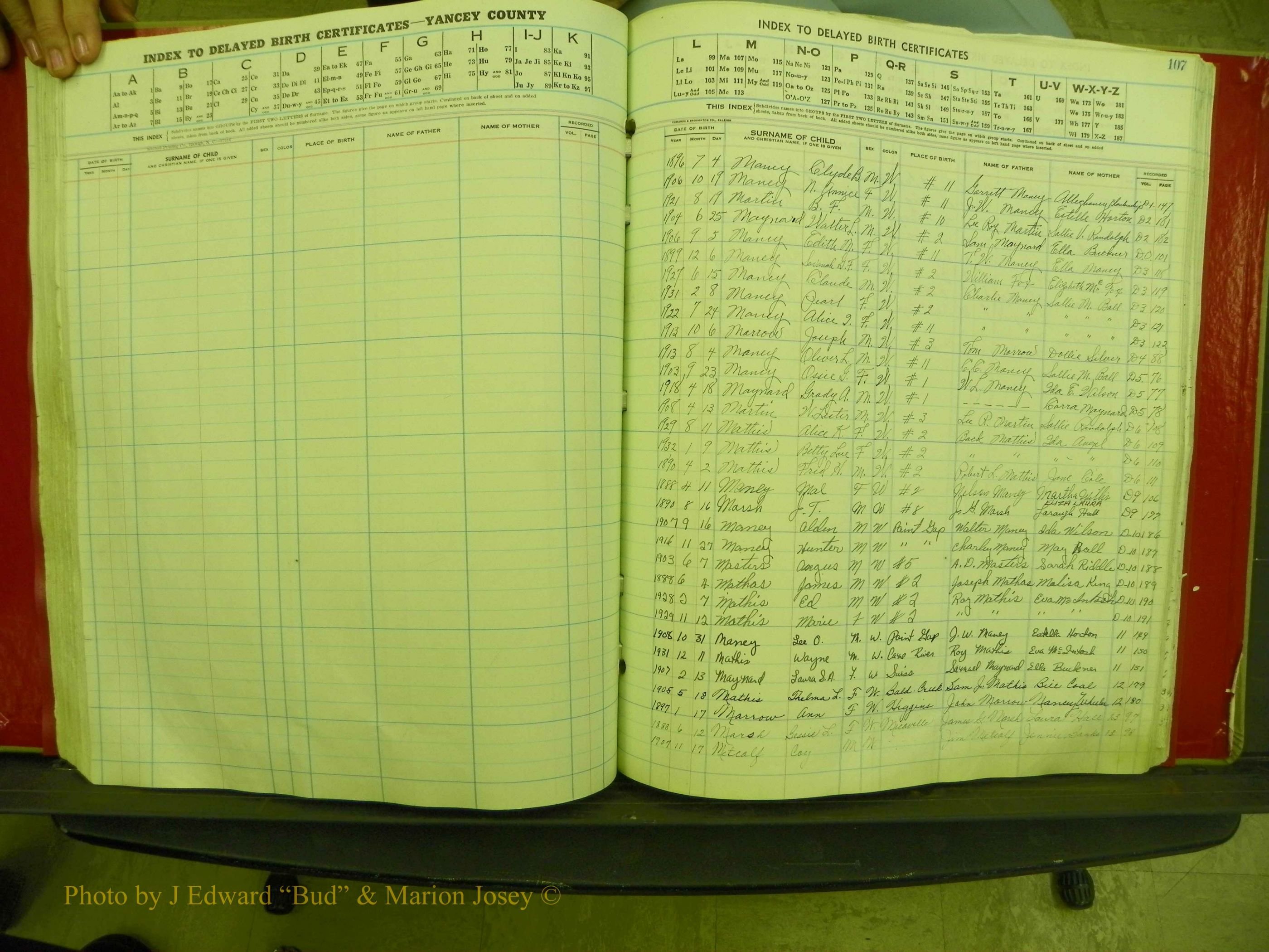 Yancey Co, NC  Delayed Births,  Index M, 98.JPG