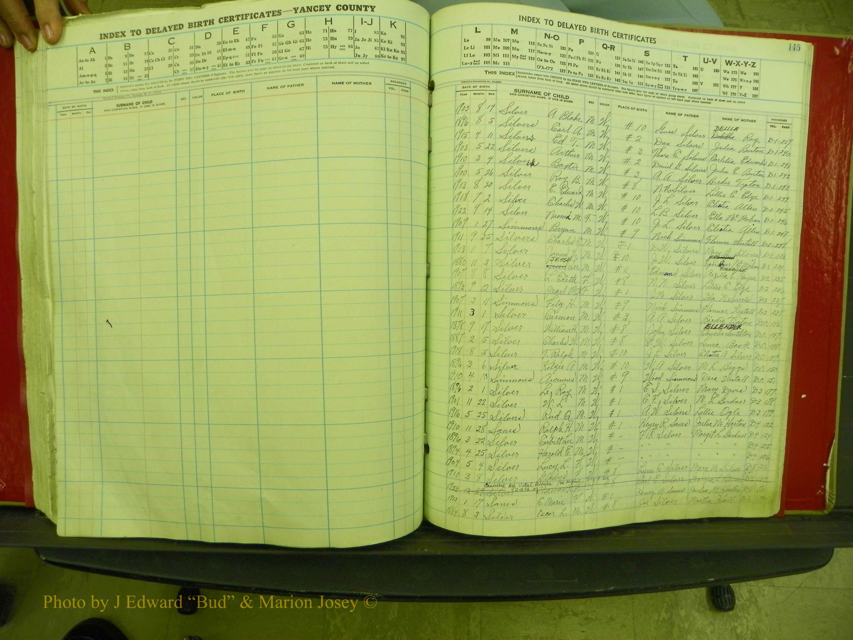 Yancey Co, NC  Delayed Births,  Index S, 135.JPG