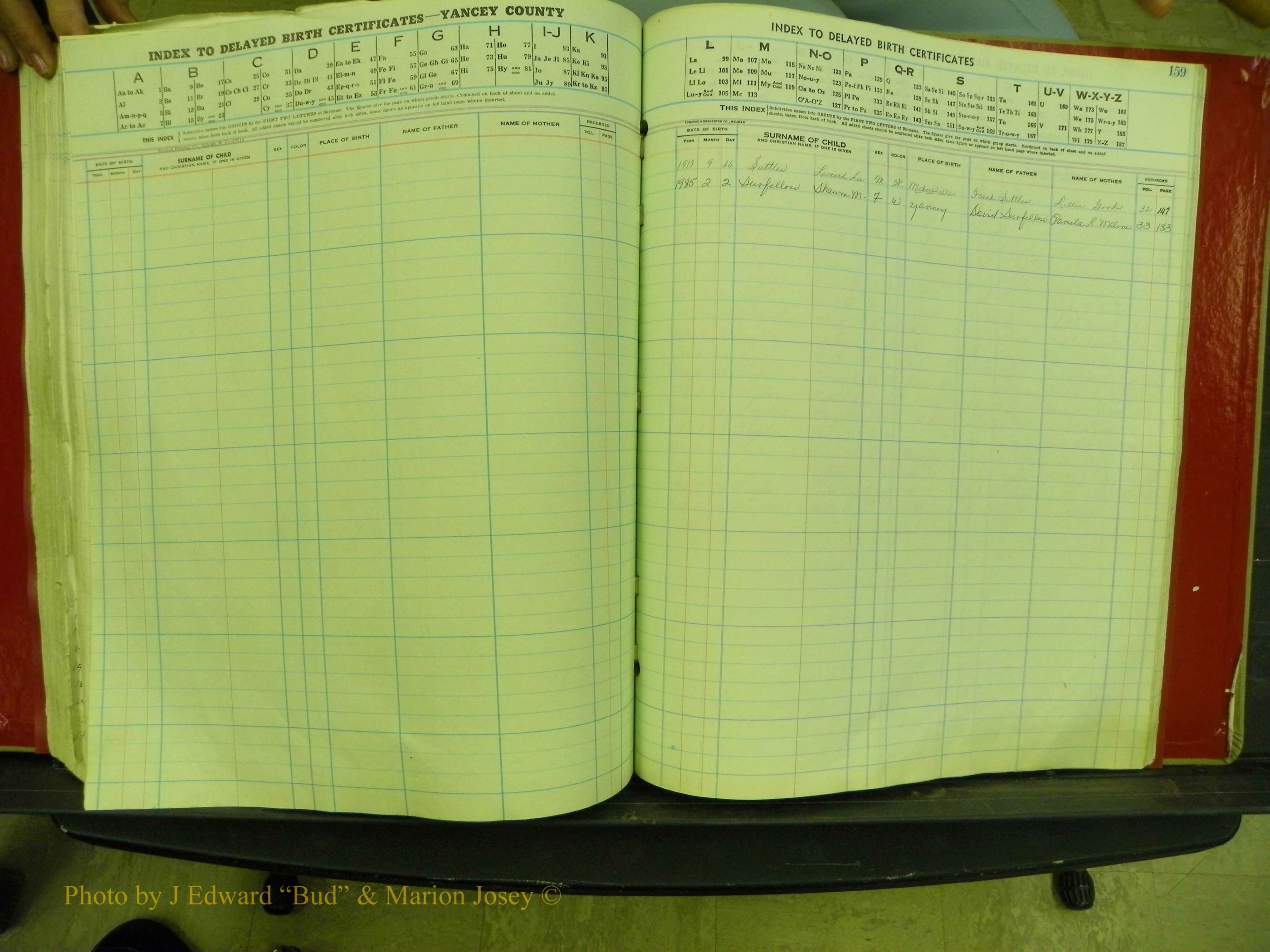 Yancey Co, NC  Delayed Births,  Index S, 144.JPG