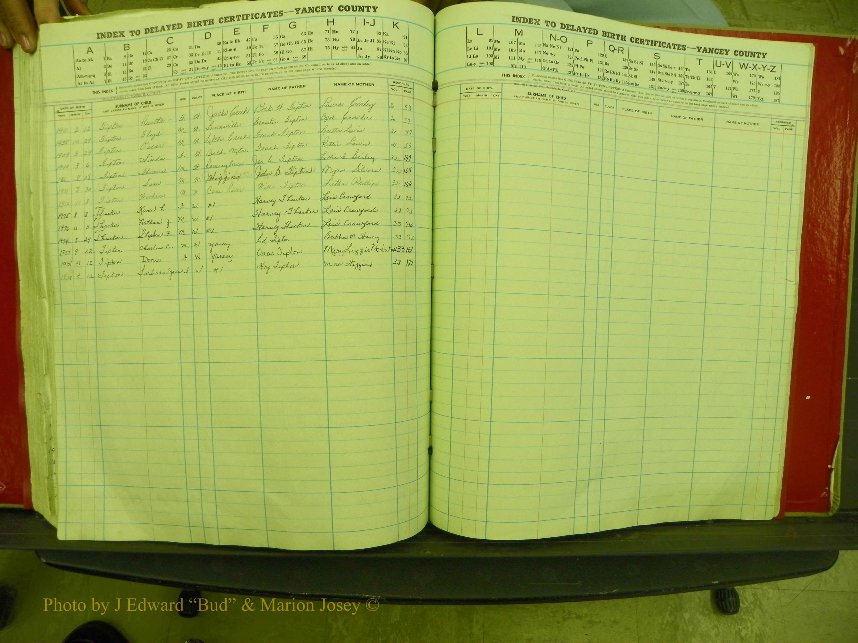 Yancey Co, NC  Delayed Births,  Index T, 147.JPG