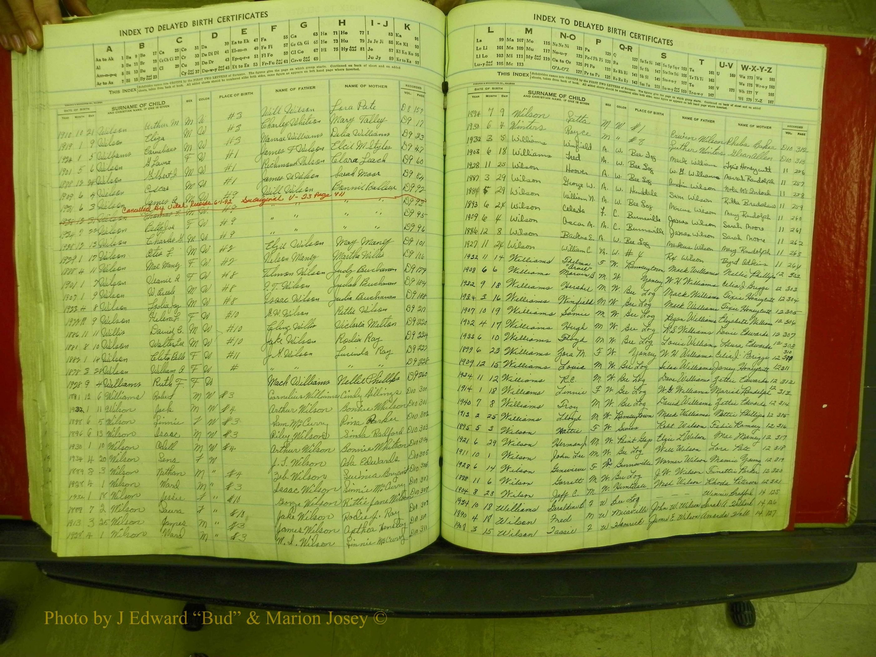 Yancey Co, NC  Delayed Births,  Index W, 159.JPG
